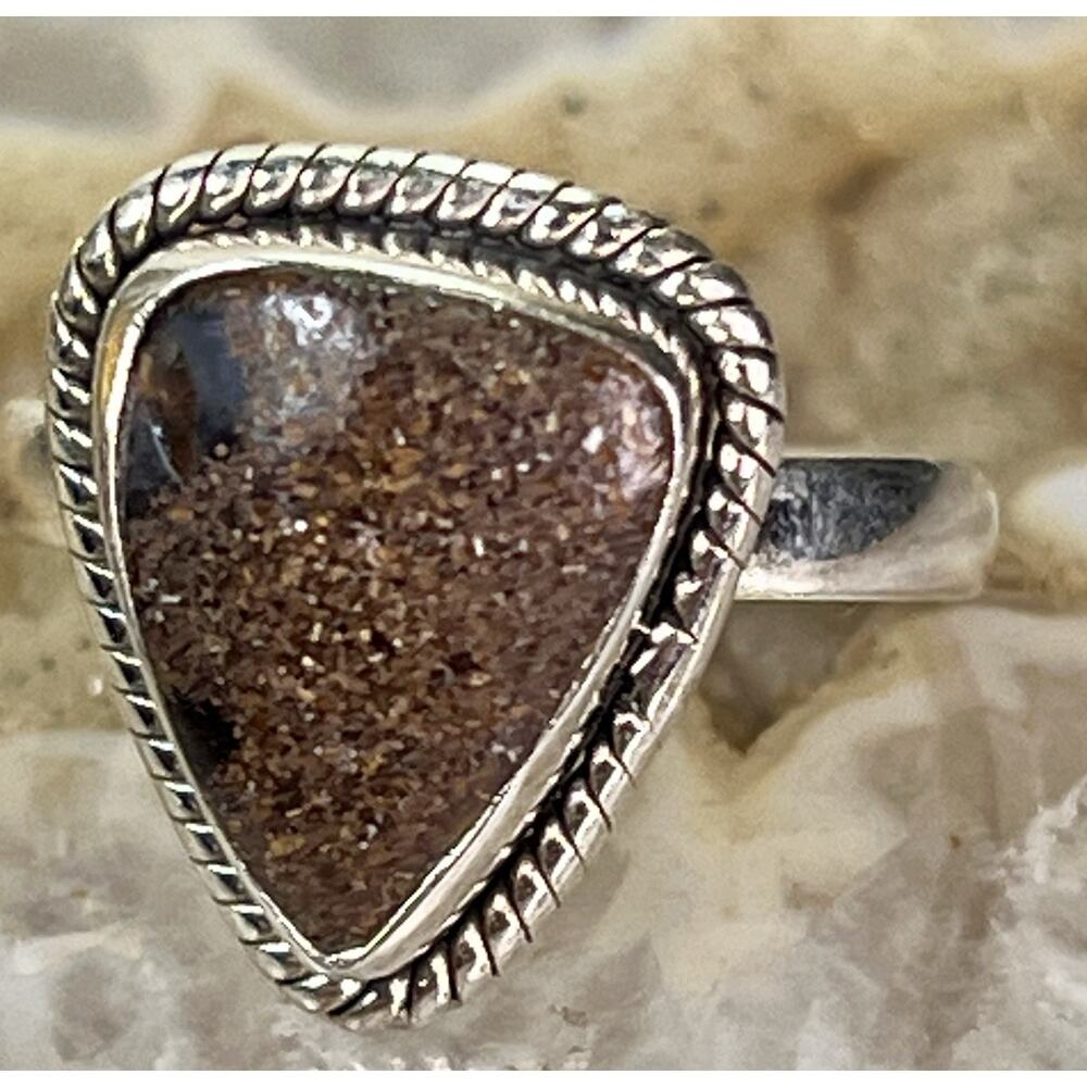 Natural Australian Boulder Opal Sterling Silver Ring Sz 6 Southwestern Handmade - Picture 4 of 16